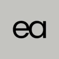 lowercase letters "e" and "a" forming a logo with a grey background